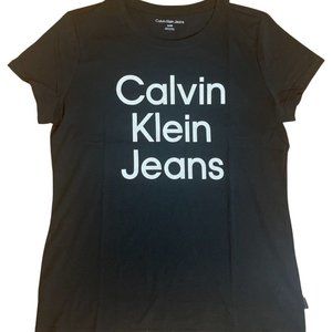 NWT Calvin Klein Jeans Women's Super Soft Logo Tee Black Size Small $35 2HL26